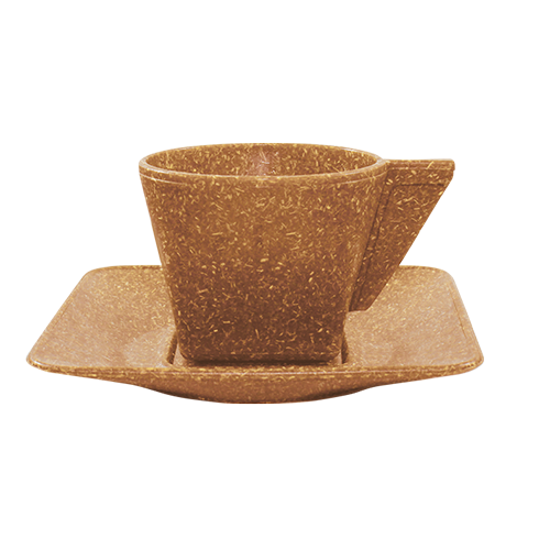 Xícara de Café com Pires Personalizada de Fibra de Madeira 