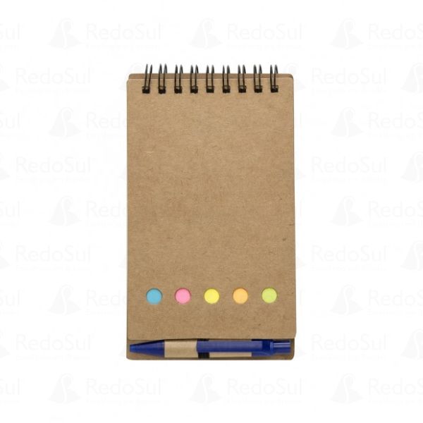 Bloco de Anotações com Autoadesivos e Caneta