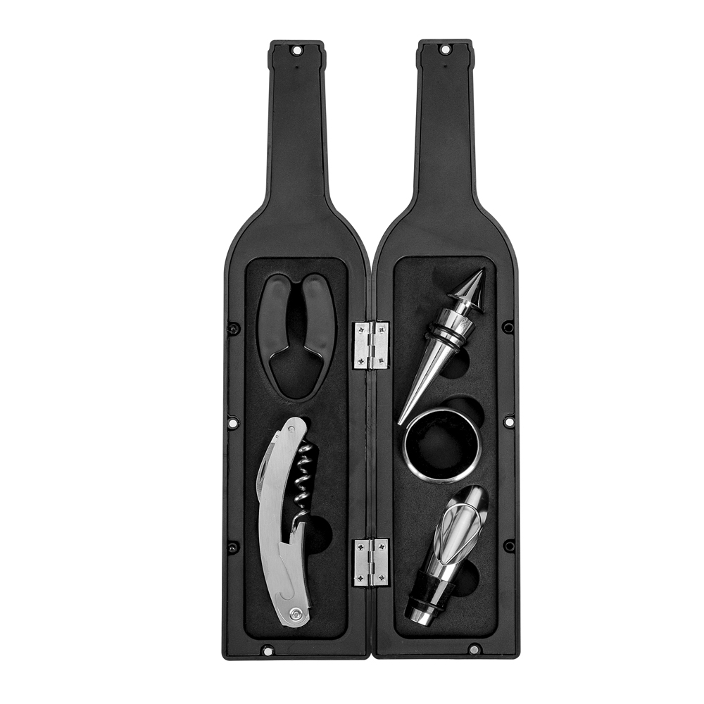 Kit Vinho Personalizado Formato Garrafa com 5 Peças Kit Vinho Personalizado Formato Garrafa com 5 Peças