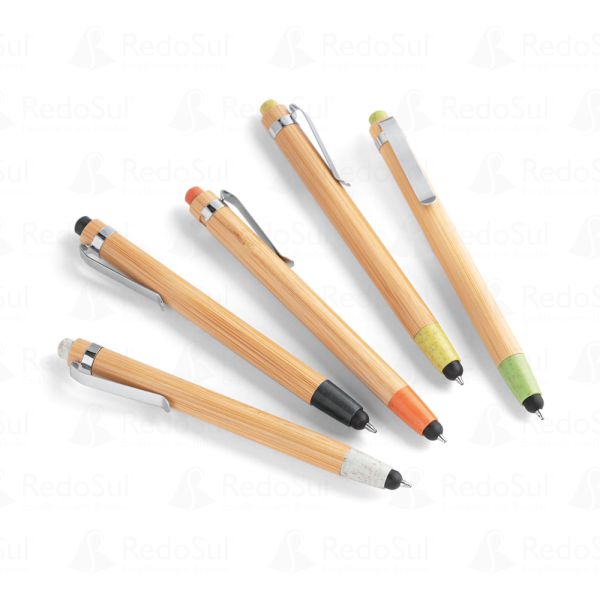 Caneta Personalizada de Bambu com touch