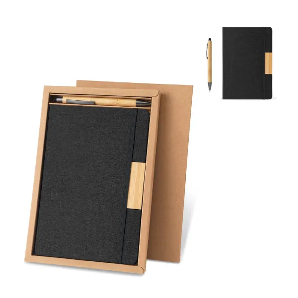 Conjunto personalizado composto por 1 caderno e 1 caneta esferográfica em bambu Conjunto personalizado composto por 1 caderno e 1 caneta esferográfica em bambu