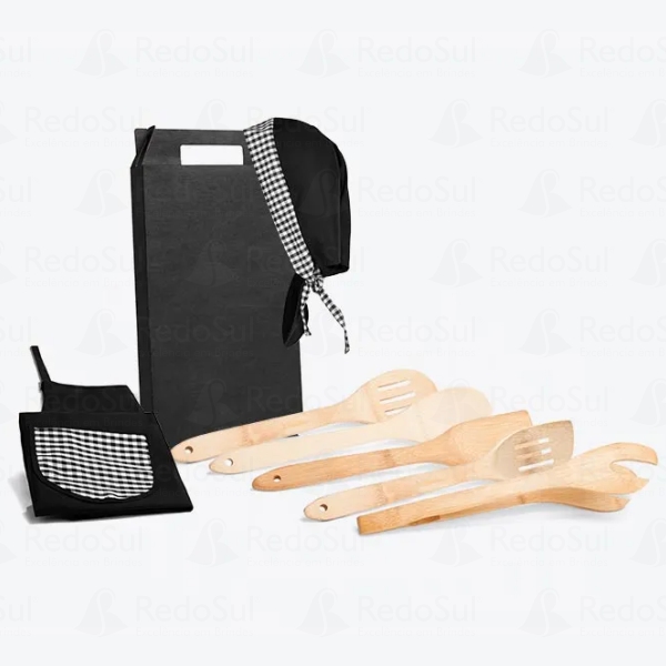 Conjunto de utensílios personalizados  em Bambu com 8 peças