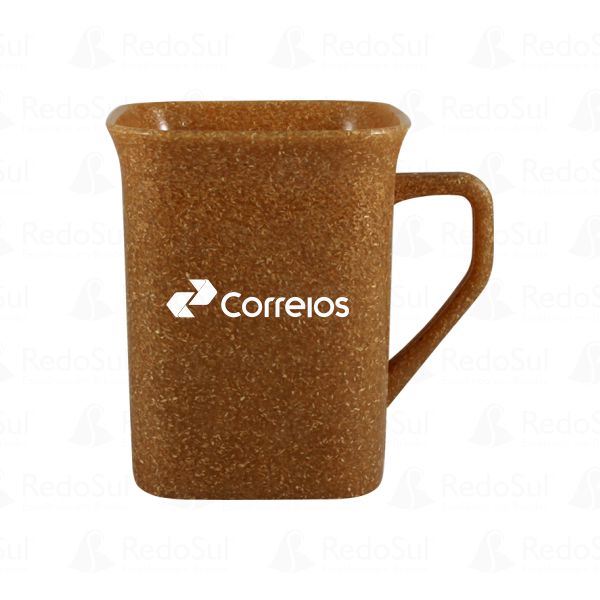 Caneca Ecológica Quadrada  Personalizada de Fibra de Madeira 250 ml