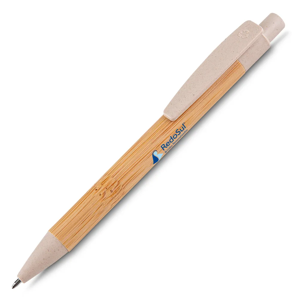RD 10884-Caneta de bambu personalizada com estojo