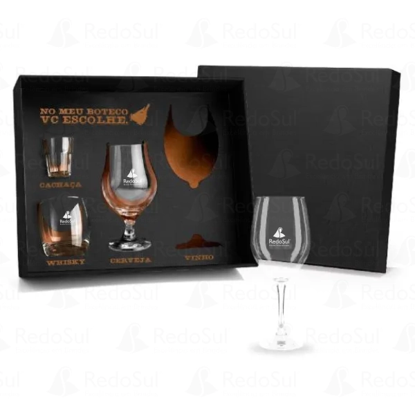 RD 7090016-Jogo de Copos de Vidro 04 Peças Personalizado