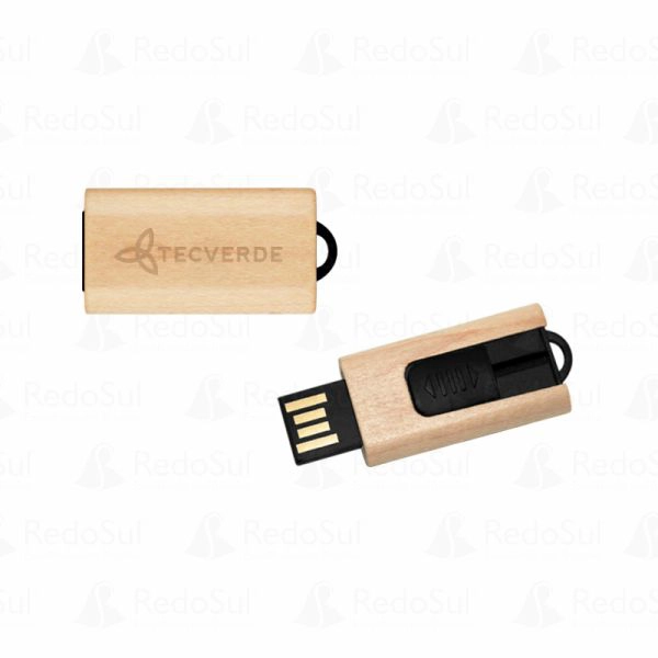 Pen Drive Personalizado Retrátil em Bambu