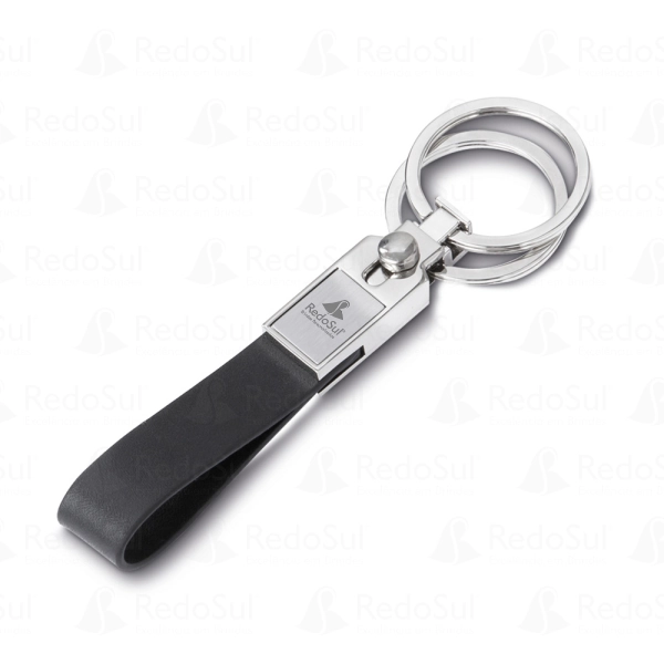 Chaveiro Metálico Personalizado com Couro Sintético