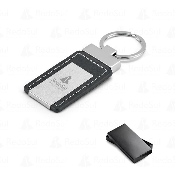 Chaveiro Personalizado em couro sintético e metal