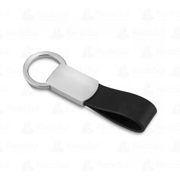 Chaveiro Personalizado Metálico com Couro Sintético