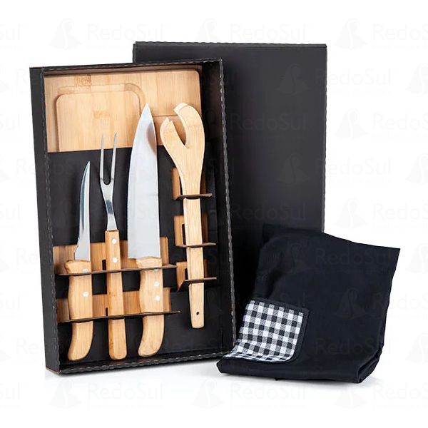 Kit Para Churrasco em Bambu Personalizado